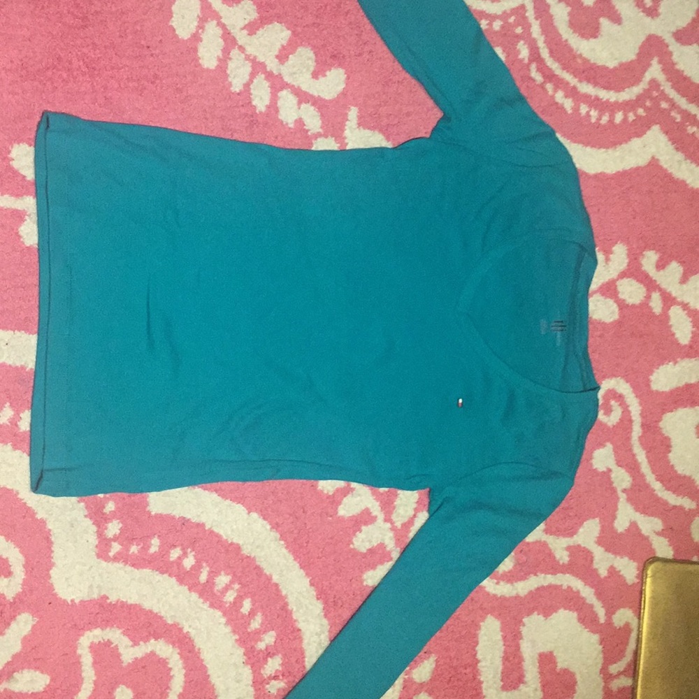 Turquoise Tommy Hilfiger long sleeve shirt